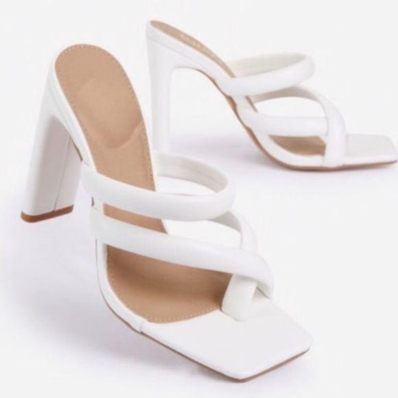 Shoes - !! NEW !! Square Toe Padded Mules in White